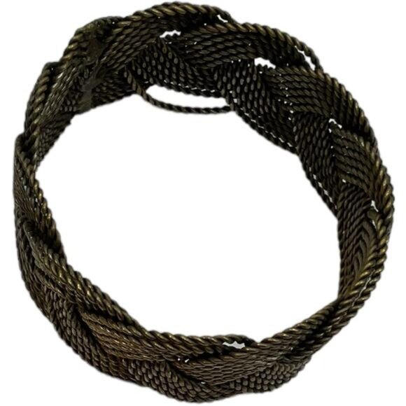 Braided Metal Bracelet Cuff Bracelet Woven Design Antique Bronze Finish - Picture 5 of 5